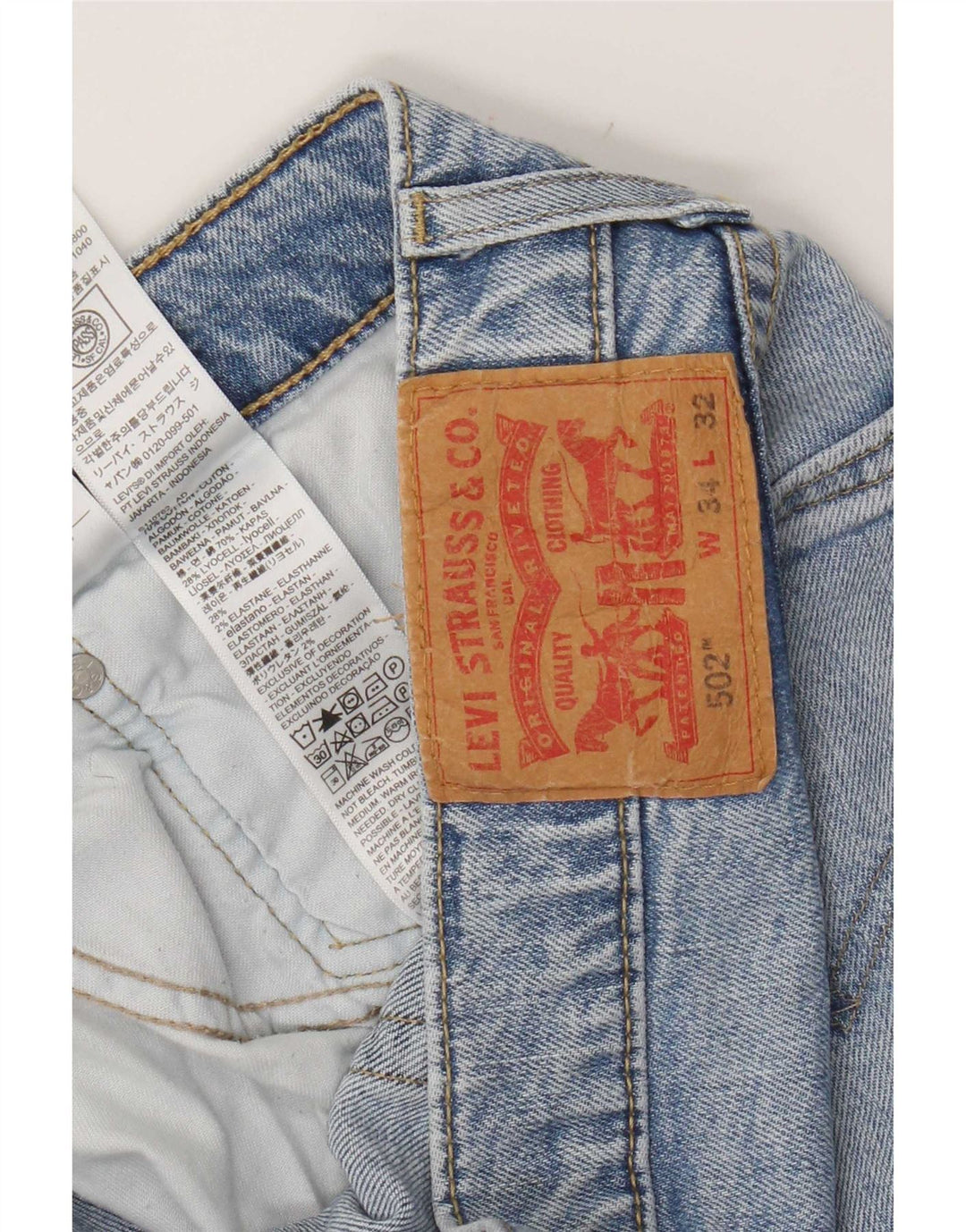 Levi's Herre 502 tilspidsede jeans W34 L32 blå bomuld