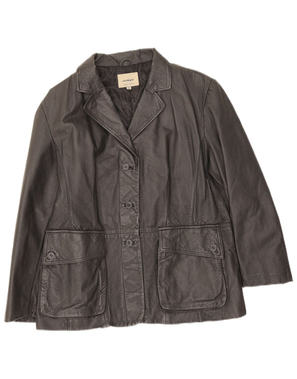 Conbipel Dame 3-knaps læder blazerjakke IT 48 XL Sort