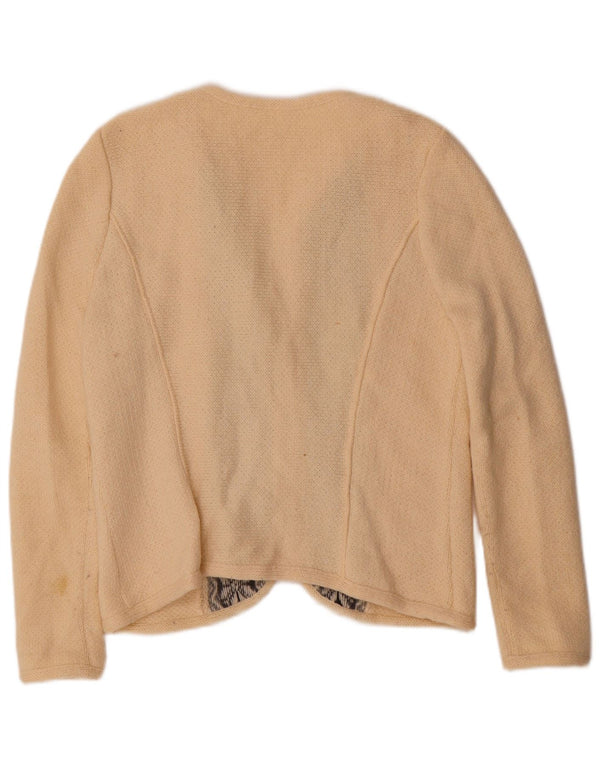 Vintage Womens Cardigan Sweater UK 14 Large Beige Fair Isle Wool