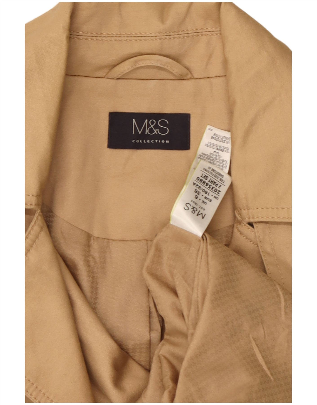 Marks & Spencer dobbeltradet trenchcoat til kvinder DK 8 Lille beige bomuld