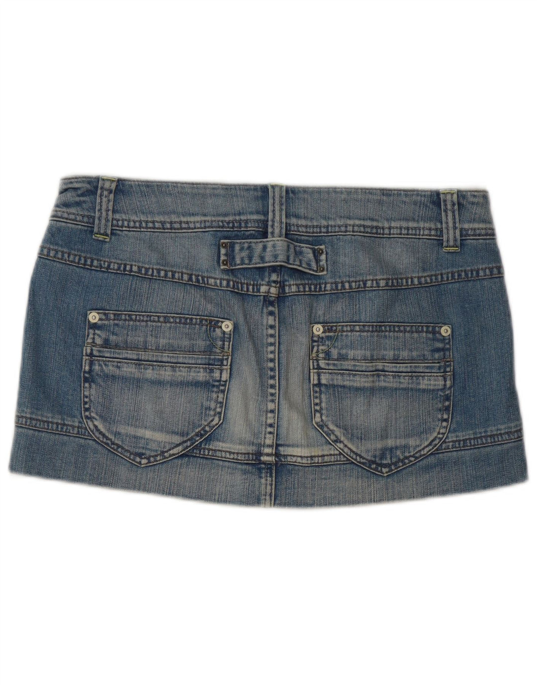Benetton Dame Mini Denim Nederdel IT 42 Medium W32 Blå Bomuld