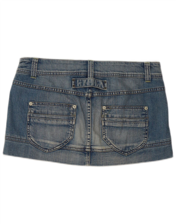 Benetton Dame Mini Denim Nederdel IT 42 Medium W32 Blå Bomuld