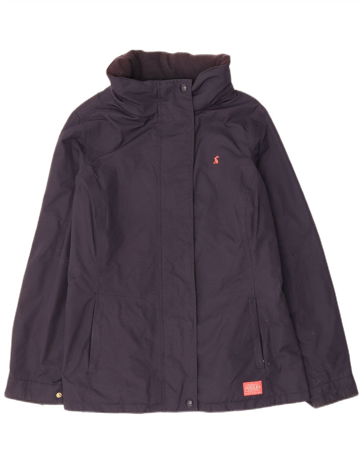 JOULES Womens Hooded Rain Jacket UK 12 Medium  Navy Blue Polyamide