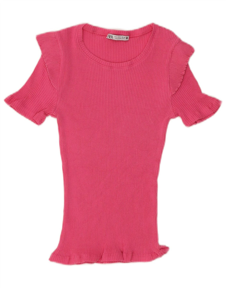 Zara Dame Bluse Top UK 8 Small Pink