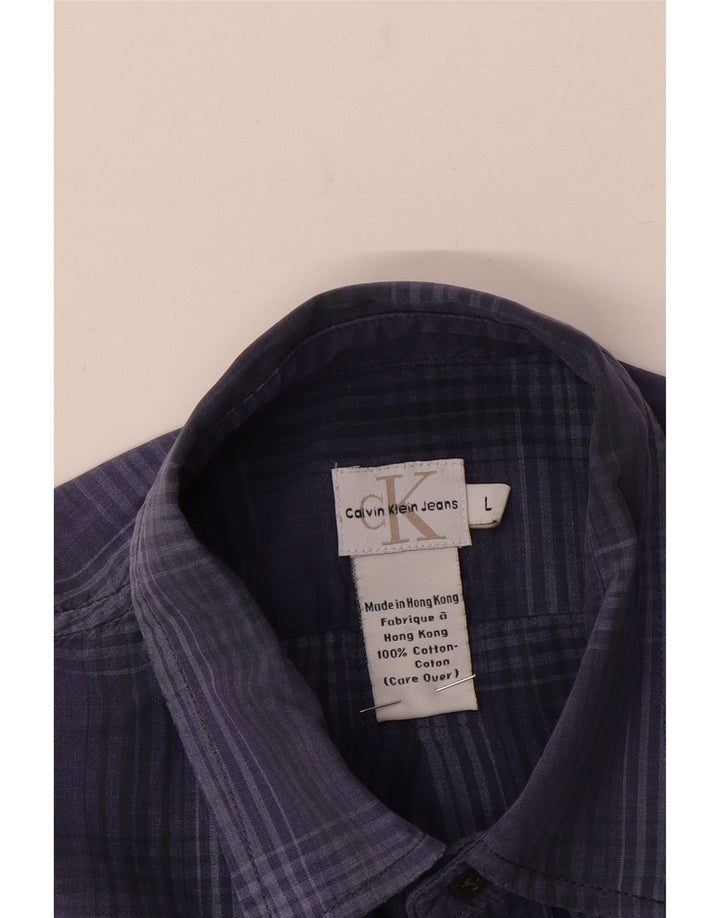 Calvin Klein Jeans Kortærmet Herreskjorte Stor blå ternet bomuld
