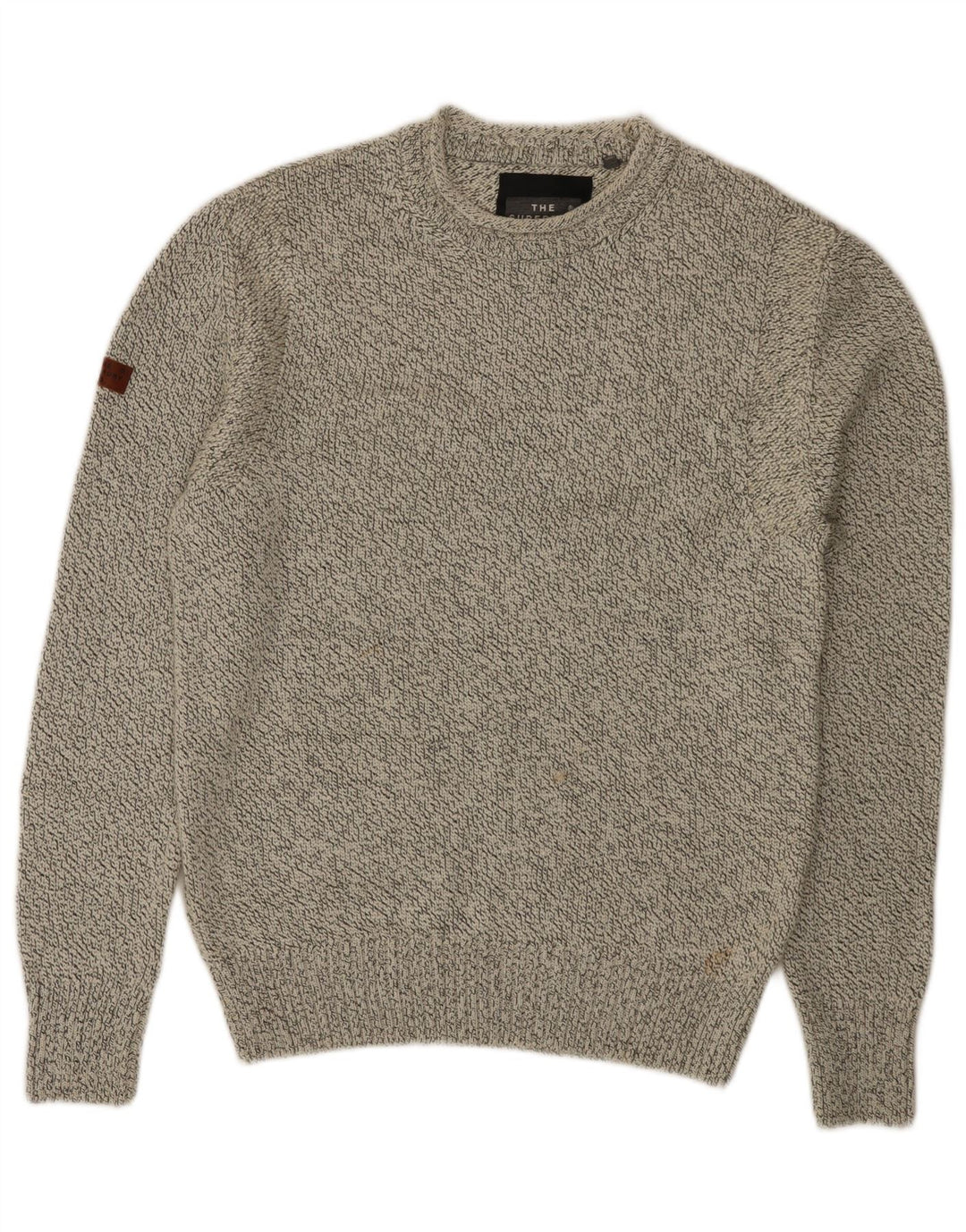 SUPERDRY Herre sweater med rund hals, stor beige flækket akryl
