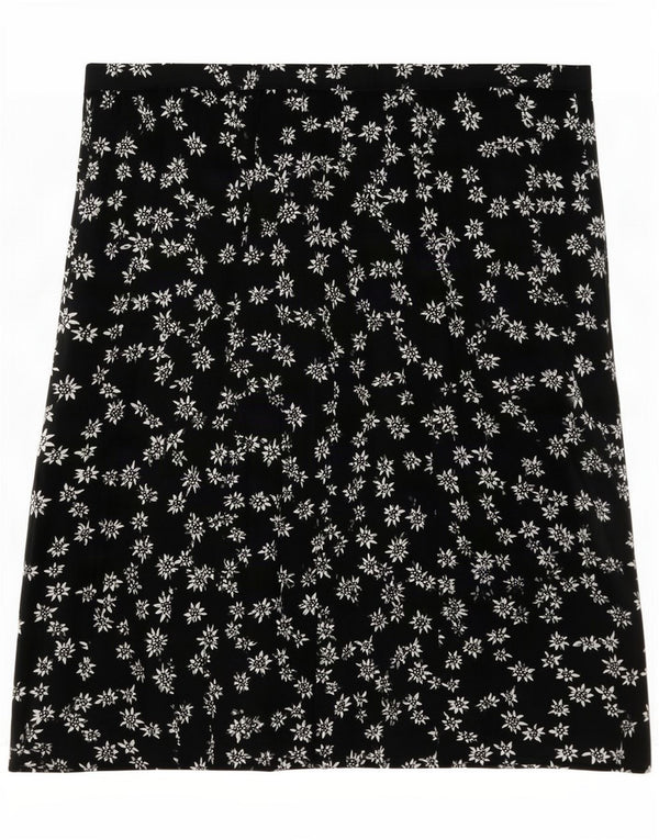 Vintage plisseret nederdel til kvinder 2XL W40 sort blomster