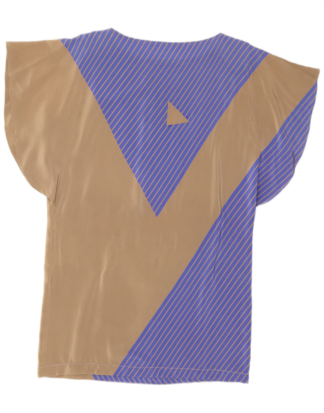 Vintage dameskjortekjole IT 42 Medium Brun Colourblock Silke