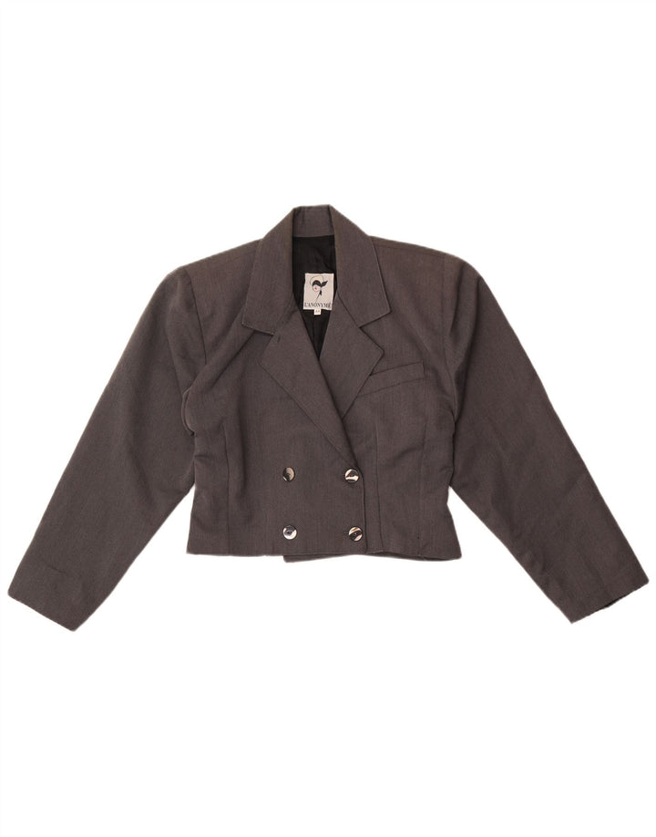 Vintage Dame Crop Double Breasted Blazer Jacket IT 44 Medium Grey