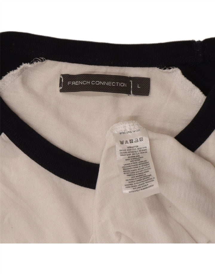 French Connection Dame T-Shirt Top Stor Hvid Colourblock Bomuld