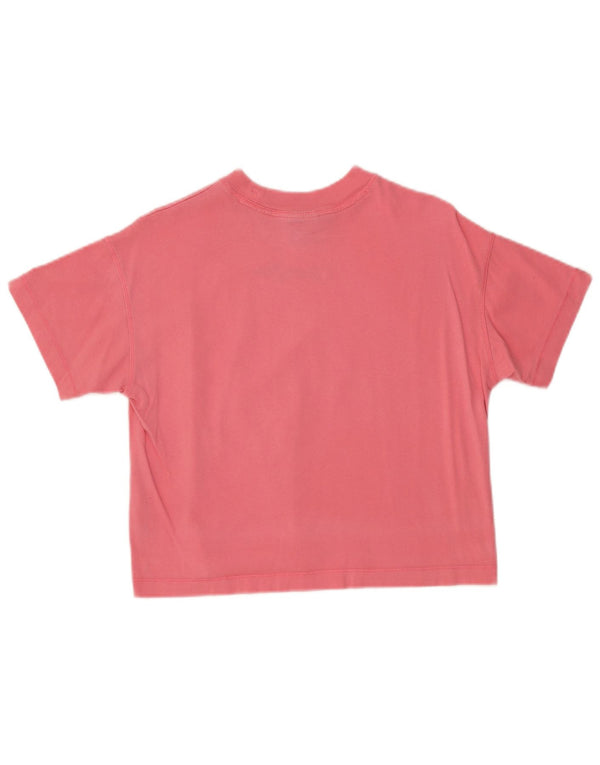Champion Womens Oversized Crop Graphic T-Shirt Top UK 6 XS Pink Cotton