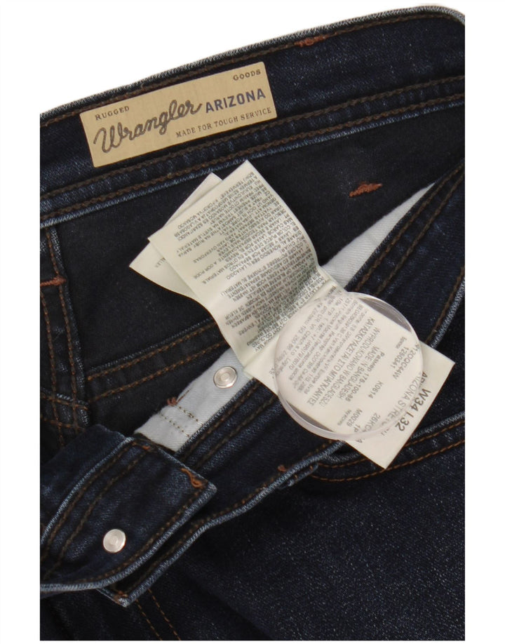 WRANGLER Herre Arizona Stretch Straight Jeans W34 L32 Marineblå Bomuld