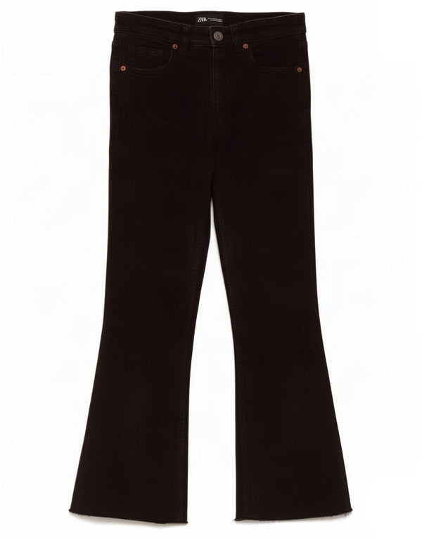 Zara Dame Flared Jeans EU 36 XS W26 L26 Sort Bomuld