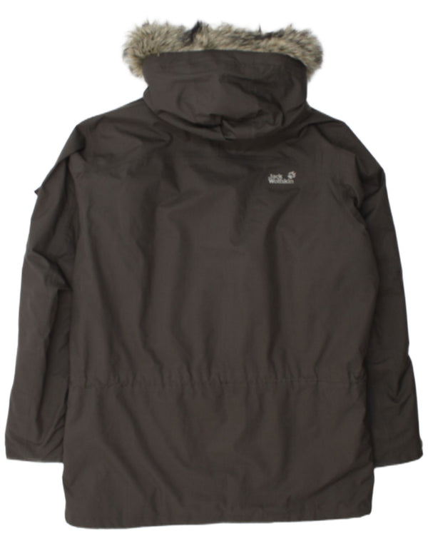Jack Wolfskin Sherpa Parka-jakke med hætte til mænd UK 44/46 XL Grå Polyester
