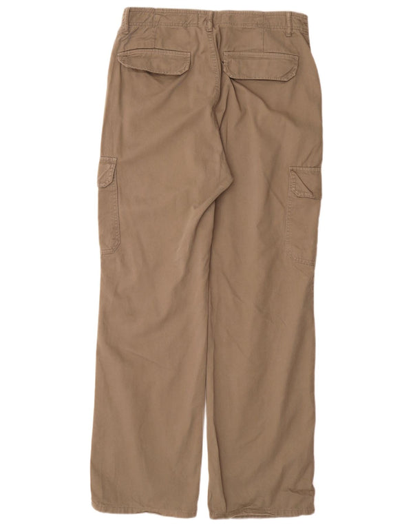 Zara Dame Loose Fit Cargo Bukser EU 42 Large W32 L31 Beige Bomuld