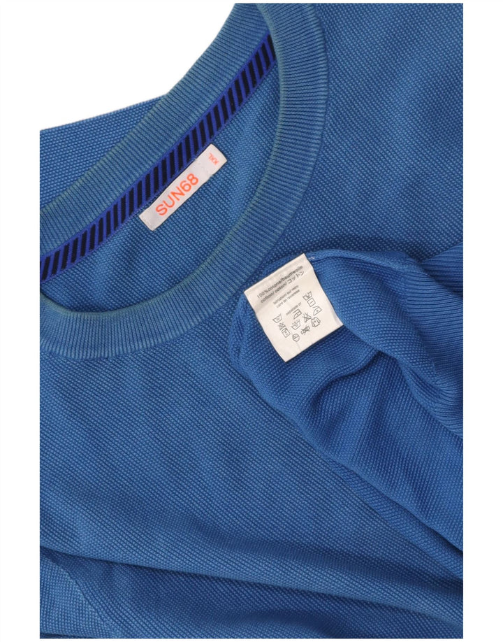SUN68 Mens Crew Neck Jumper Sweater 2XL Blue Cotton