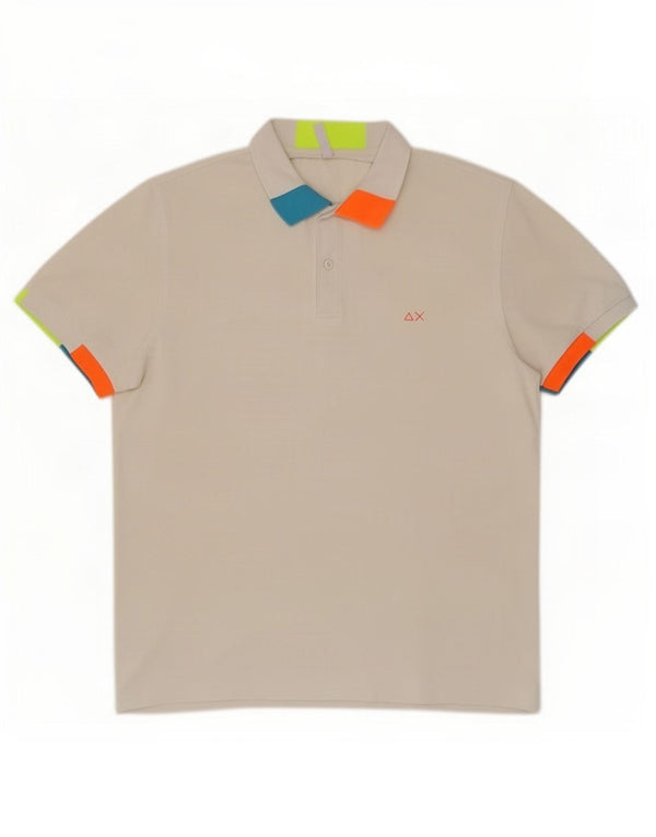 Sun68 Herre poloshirt 2XL Hvid Colourblock Bomuld