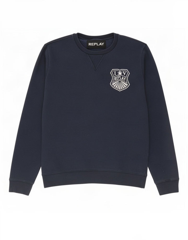 Replay Herre Sweatshirt Jumper Medium Marineblå Bomuld