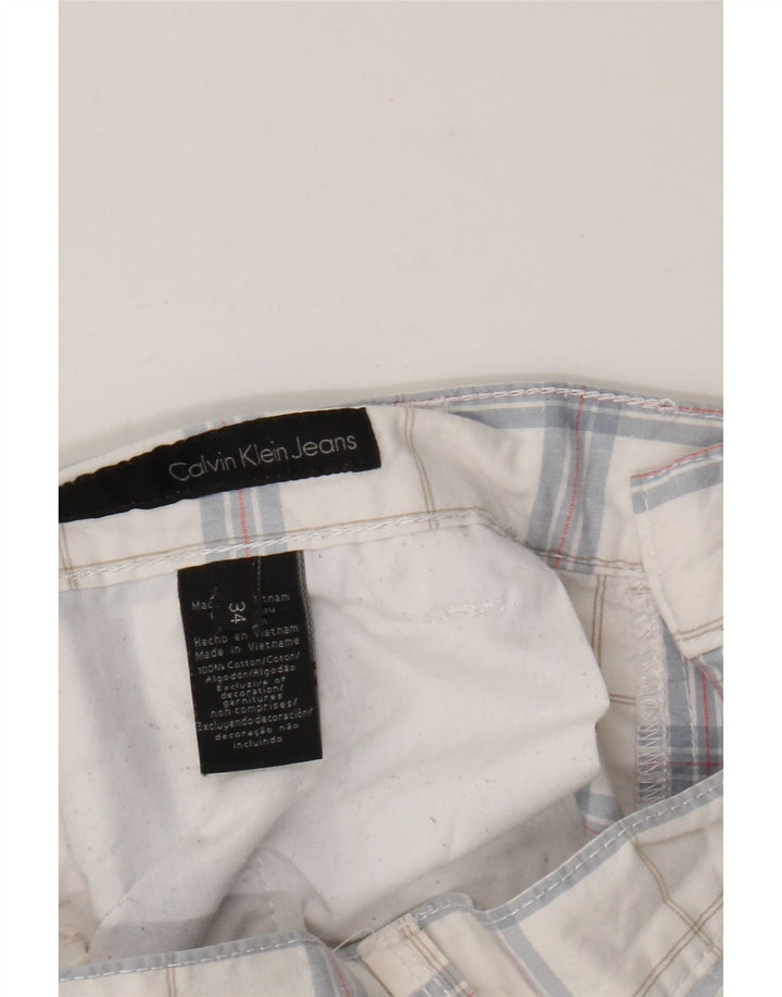 Calvin Klein Herre Cargo Shorts W34 Stor hvid ternet bomuld