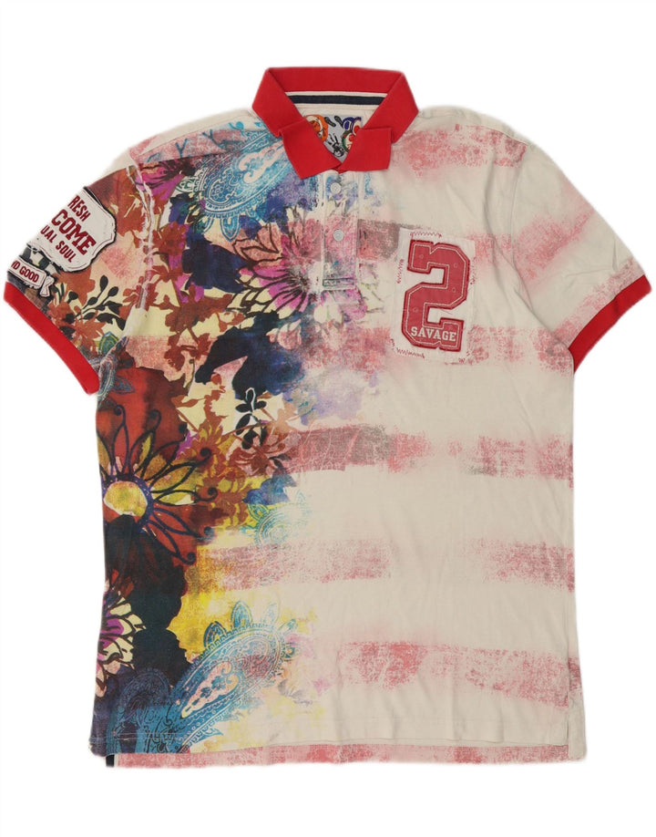 Desigual Herre grafisk poloskjorte 2XL flerfarvet blomsterbomuld