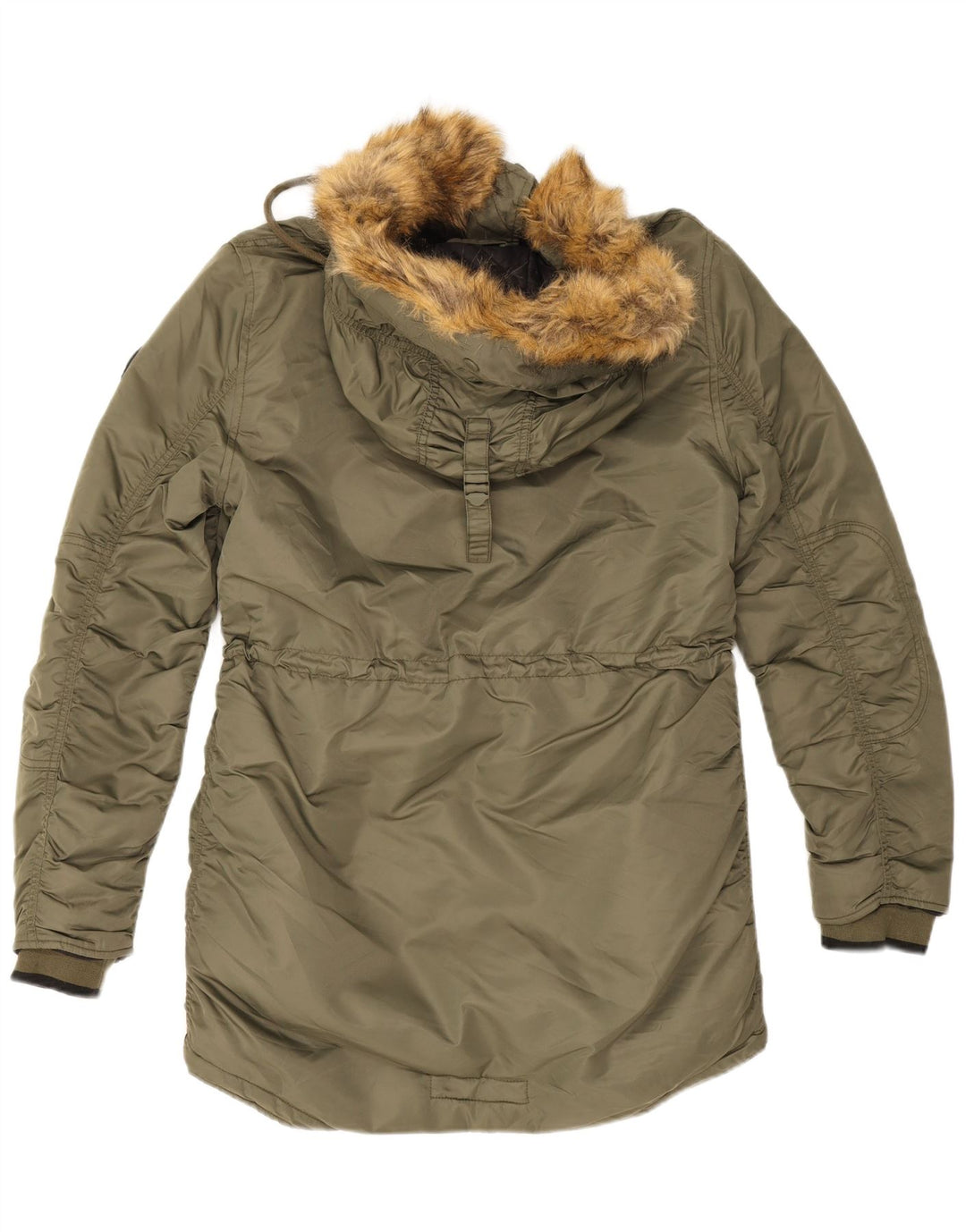 Superdry Parkajakke med hætte til kvinder UK 12 Medium Khaki Nylon