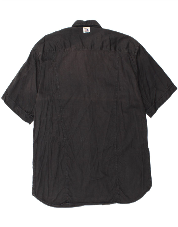 AMERICANINO Mens Short Sleeve Shirt Large Black Vintage Americanino and Second-Hand Americanino from Messina Hembry 