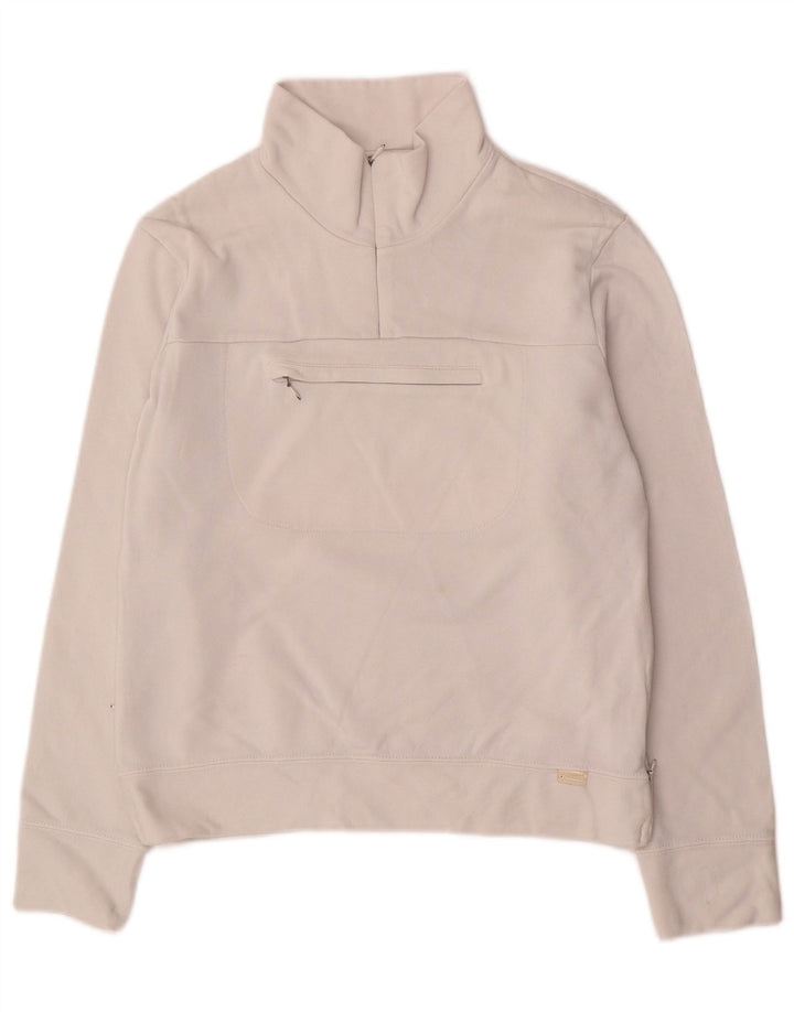 Champion Womens Zip Neck Sweatshirt Jumper UK 10 Small White