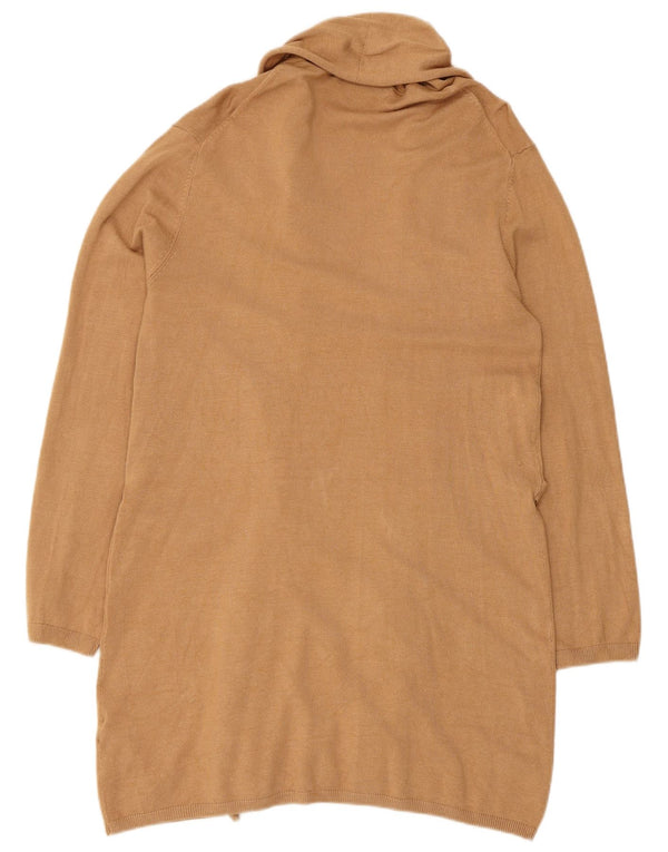 Zara Womens Longline Cardigan Sweater UK 14 Large Beige Viscose