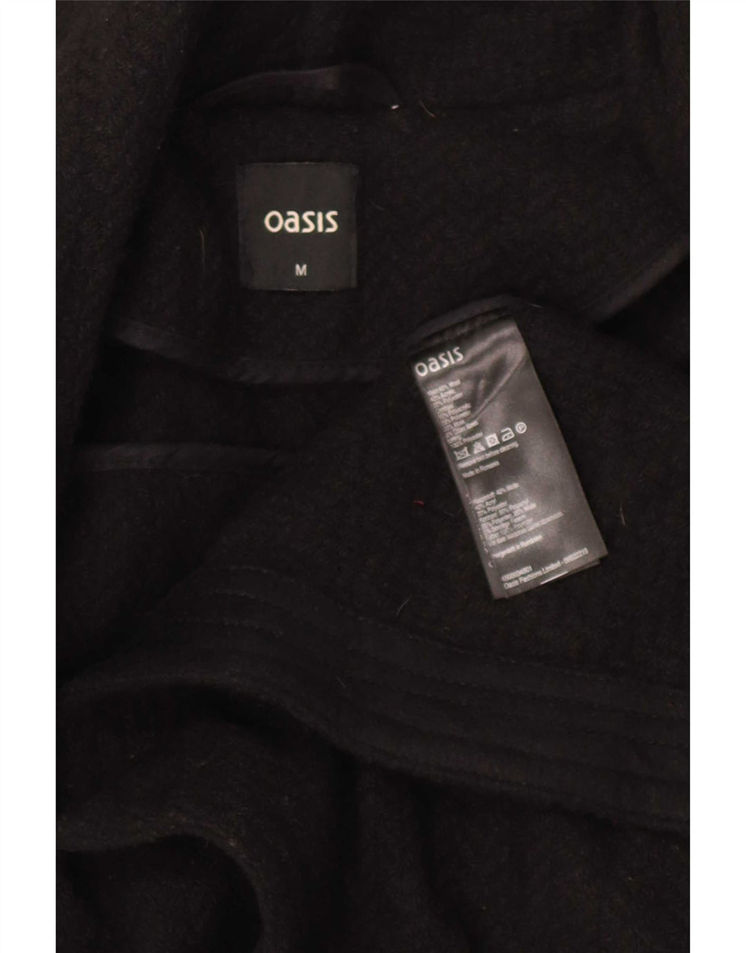 Oasis Womens Wrap Overcoat UK 12 Medium Black Sildebensuld