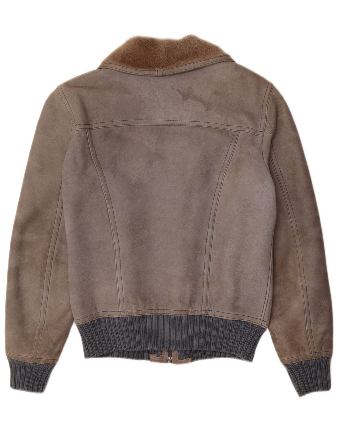 VINTAGE Herre Shearling Jacket IT 48 Medium Grey Shearling