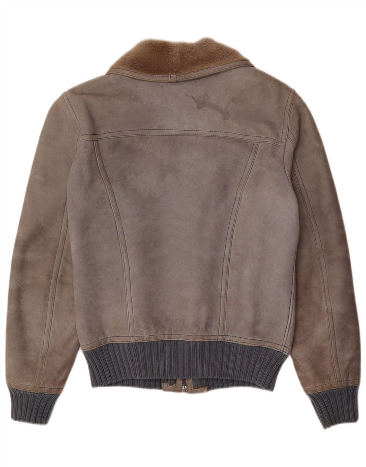 VINTAGE Herre Shearling Jacket IT 48 Medium Grey Shearling