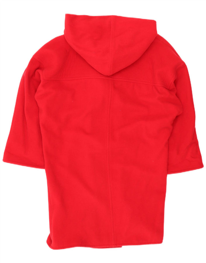 Vintage Dame Hætte Oversized Dobbeltradet Frakke US 8 Medium Rød Uld