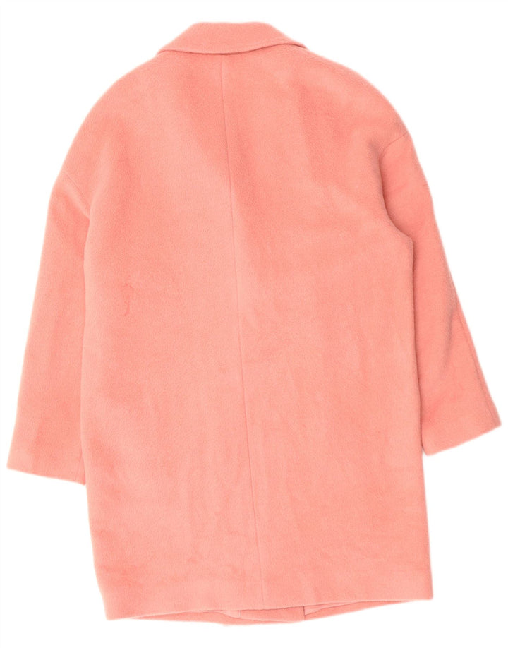 MINT FLØJL Dame Oversized åben overfrakke UK 14 Large Pink Wool