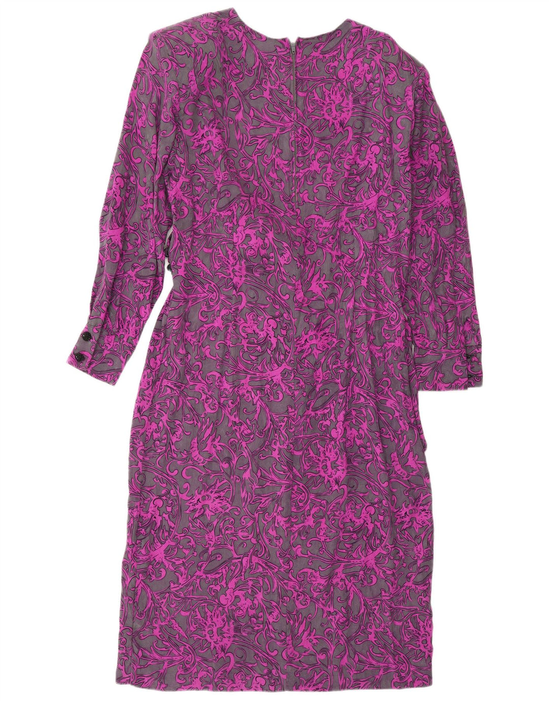 DONNA ENRICA Dame Langærmet Shift Dress UK 16 Large Purple Paisley