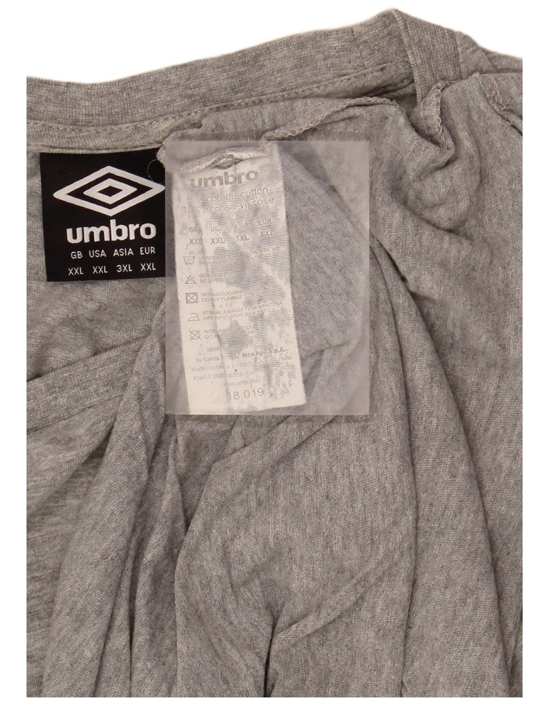 UMBRO Herre T-Shirt Top 2XL Grå Bomuld