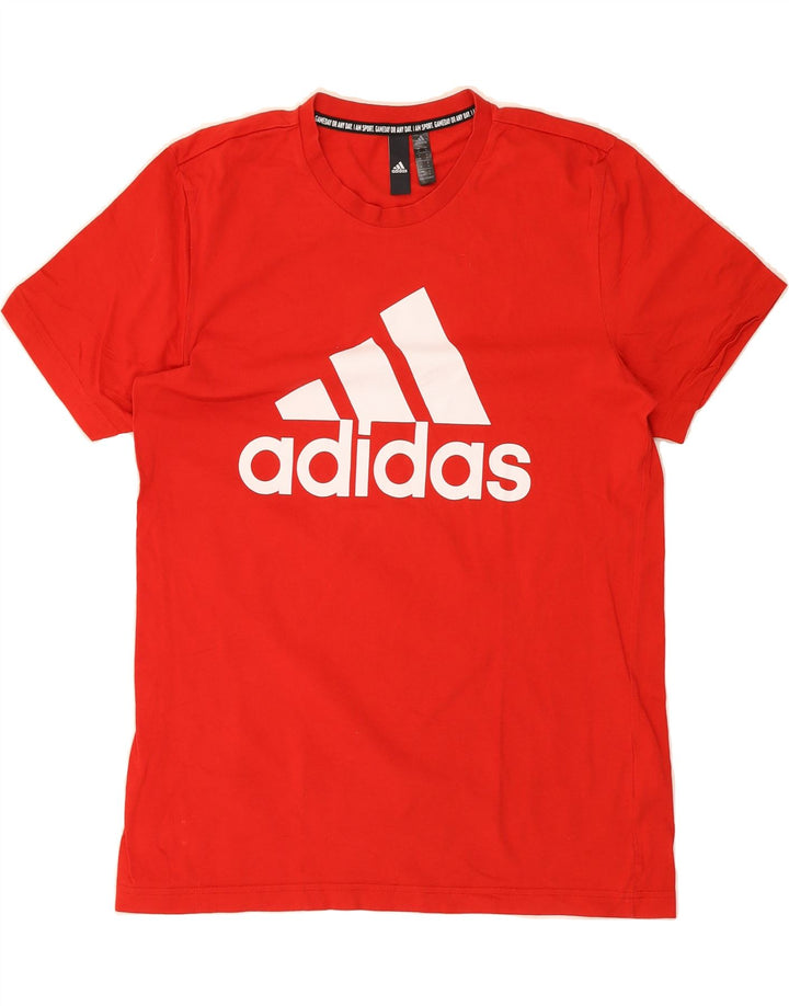 ADIDAS Mens Graphic T-Shirt Top Medium Red Cotton Vintage Adidas and Second-Hand Adidas from Messina Hembry 