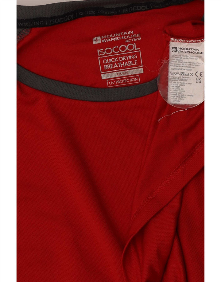 Mountain Warehouse Herre T-Shirt Top 4XL Rød Colourblock Polyester