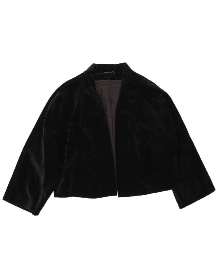 Max Mara Dame Oversized Open Velvet Blazer Jacket UK 12 Medium Black