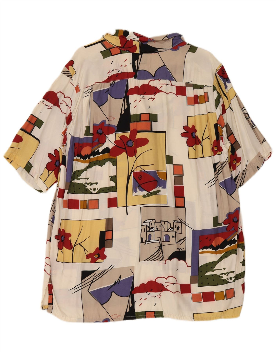 Vintage Dame Oversized grafisk skjorte bluse UK 16 Large Multicolor