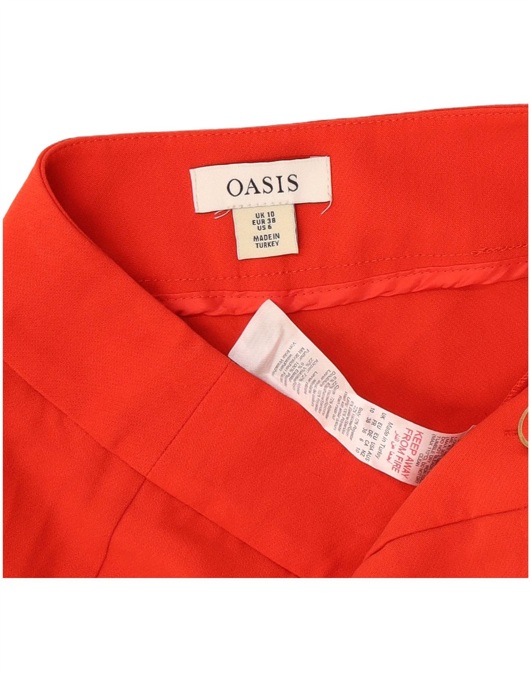 Oasis Womens High Waist Chino Shorts UK 10 Small W28 Red Polyester