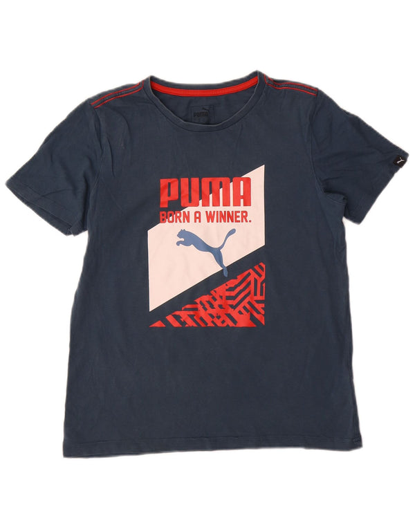 PUMA drenge grafisk t-shirt top 11-12 år marineblå