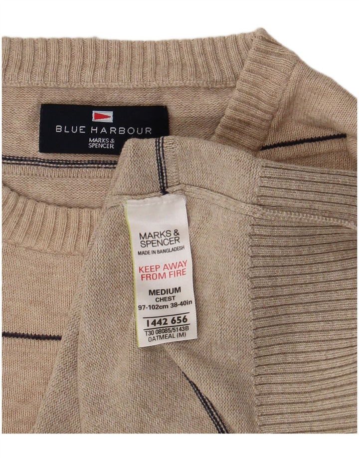 Marks & Spencer Herre Blue Harbor Crew Neck sweater Medium Beige