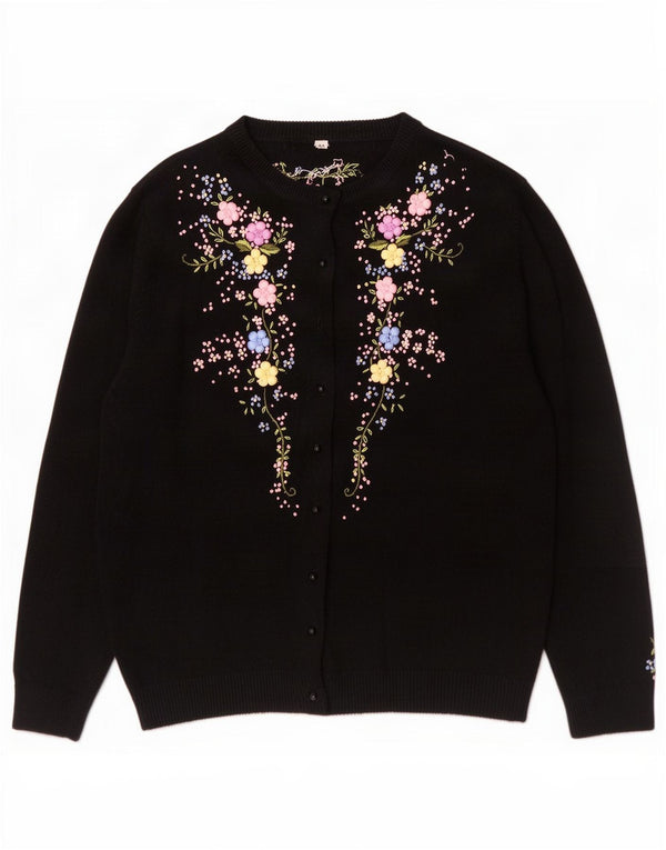 Vintage dame cardigan sweater IT 44 Medium Black Floral