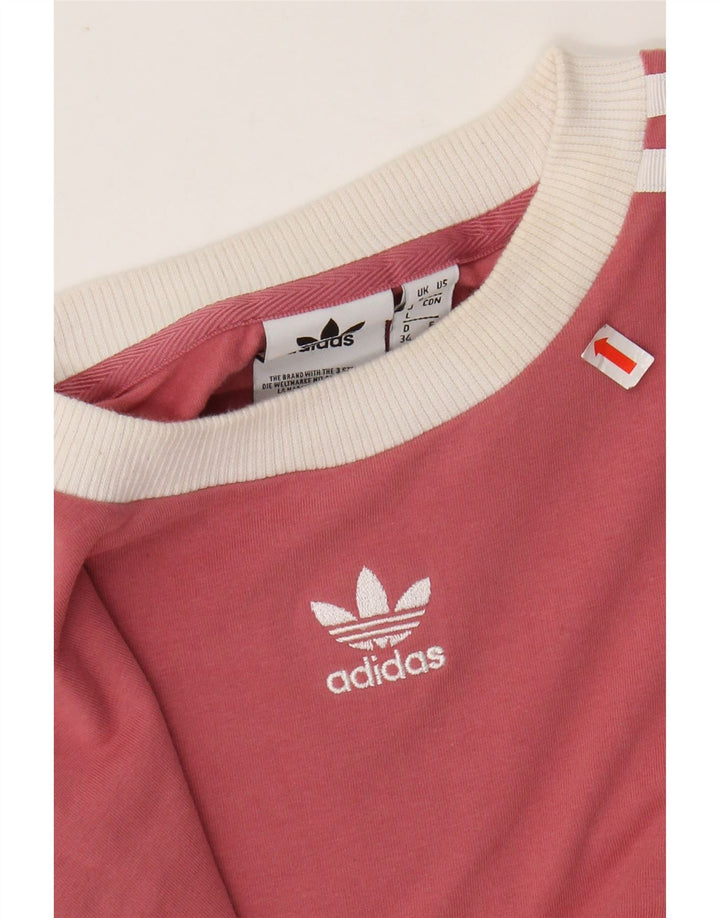 ADIDAS Dame Top Langærmet UK 8 Lille Pink Bomuld