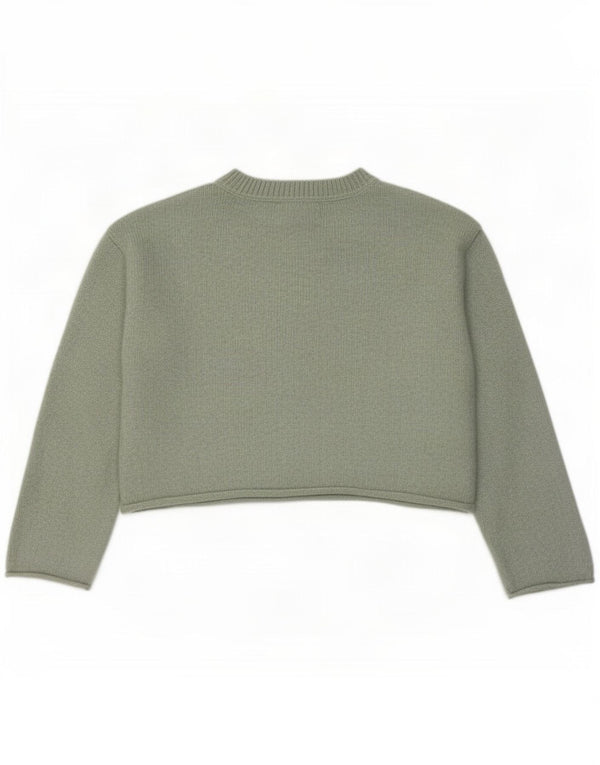 Zara Girls Crop Boat Neck Jumper Sweater 9-10 år Grøn Polyester