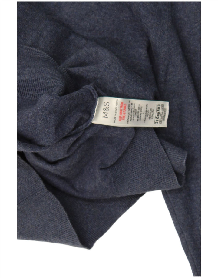 Marks & Spencer Herre Polo Neck Jumper Sweater Medium Marineblå Bomuld