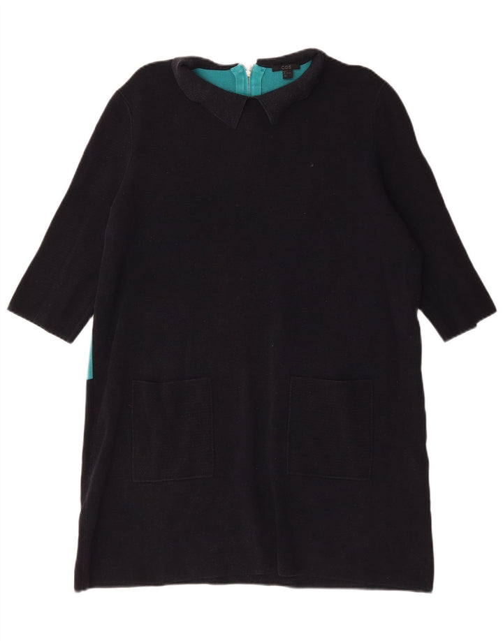 Cos Womens Shift Dress UK 16 Large Black Colourblock Bomuld