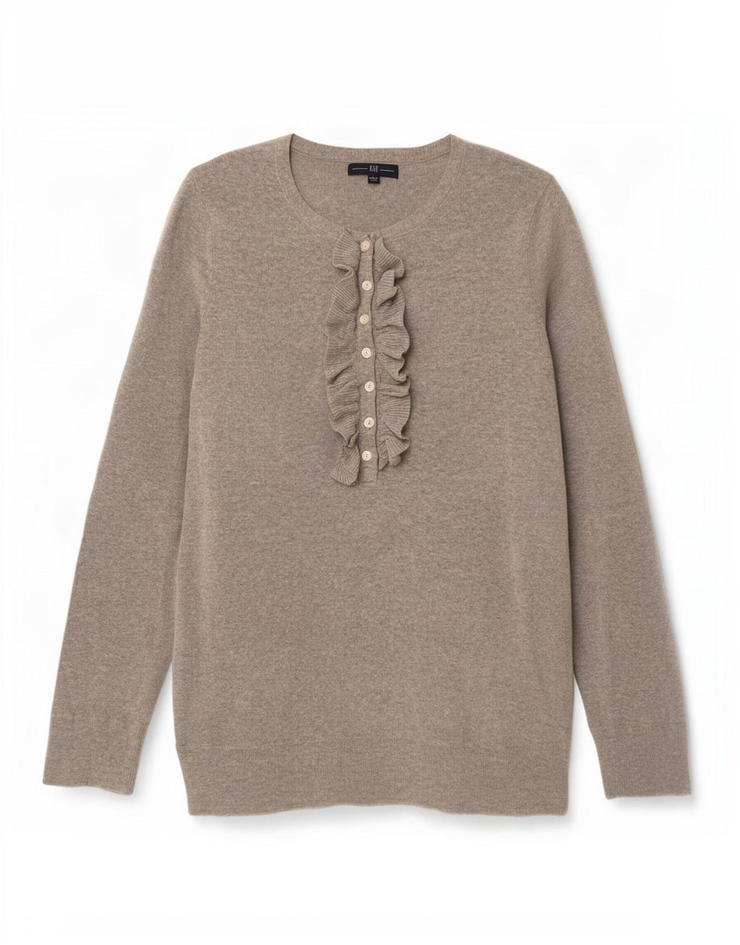 Gap Womens Flæse Front Button Neck Jumper Sweater UK 14 Stor Grå Bomuld