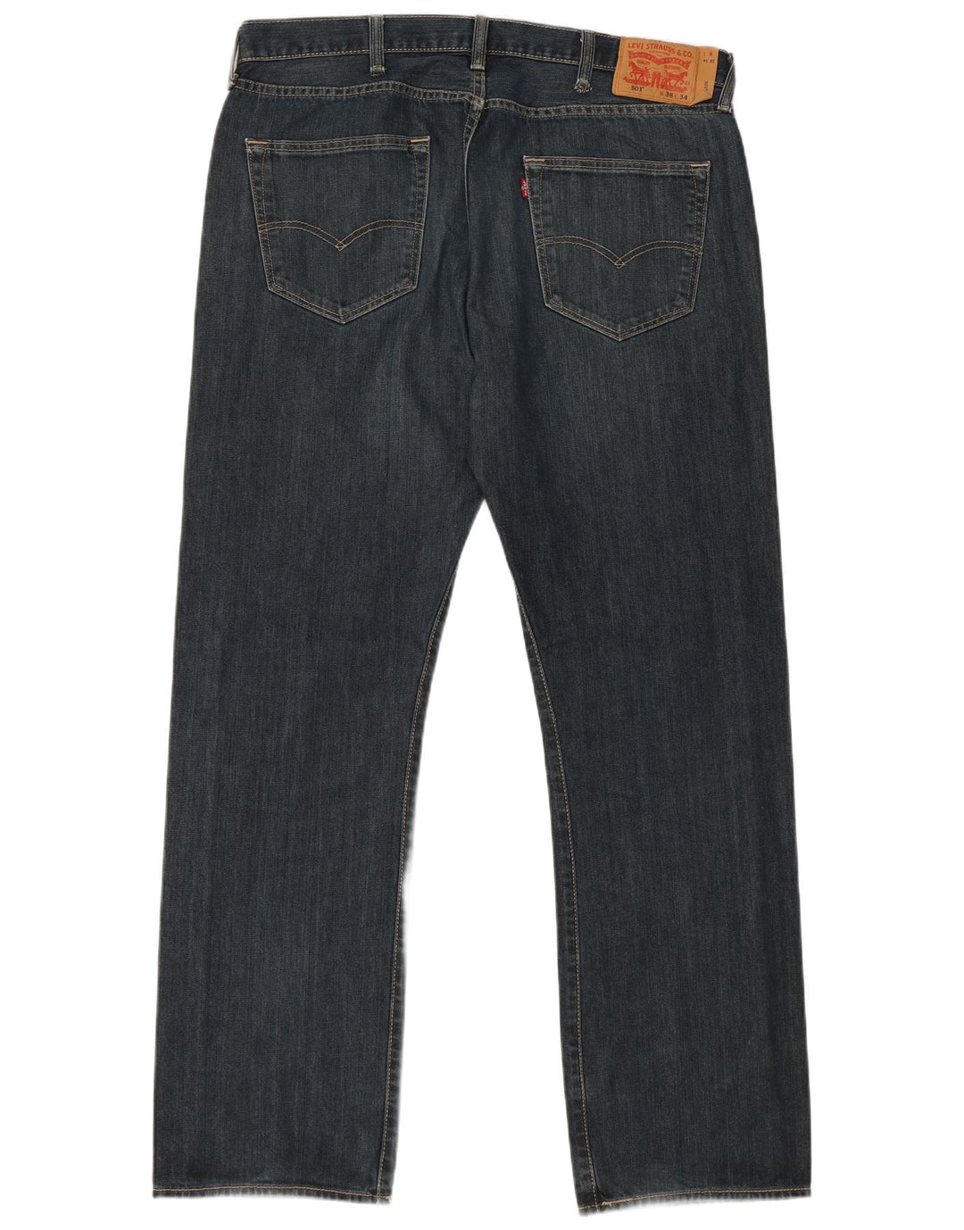 LEVI'S Herre 501 Straight Jeans W38 L34 Blå Bomuld