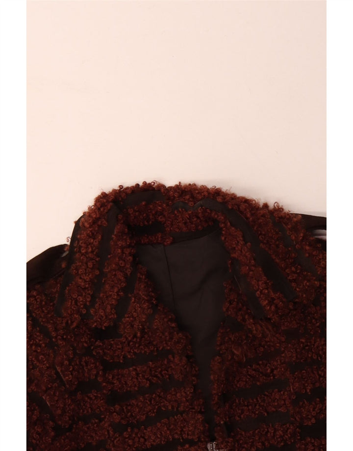 VINTAGE Bomberjakke til kvinder UK 16 Stor brun stribet